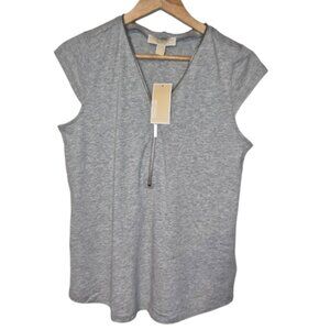 NWT Michael Kors Grey Zippered Jersey Knit Top Size Medium